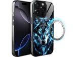 Iphone 16 Pro Custodia In Vetro Ibizu Elite Con Magsafe, Retro In Vetro, Ice Wolf, Black Chrome