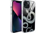 Iphone 13 Custodia In Vetro Ibizu Elite, Retro In Vetro, Silver Snakes, Argento