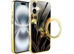 Custodia In Vetro Per Iphone 16 Plus Ibizu Elite Con Magsafe, Retro In Vetro, Golden Midnight, Royal Iris, Oro