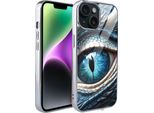 Custodia Ibizu Elite Glass Per Iphone 14, Retro In Vetro, Occhio Di Drago Di Ghiaccio, Argento