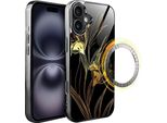 Custodia In Vetro Ibizu Elite Per Iphone 16 Con Magsafe, Retro In Vetro, Golden Midnight, Royal Iris, Nero