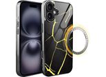Iphone 16 Custodia In Vetro Ibizu Elite Con Magsafe, Kintsugi, Porcellana Nera, Nero