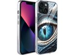 Custodia Ibizu Elite Glass Per Iphone 13, Retro In Vetro, Occhio Di Drago Di Ghiaccio, Argento