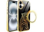 Iphone 16 Plus Custodia In Vetro Ibizu Elite Con Magsafe, Retro In Vetro, Golden Midnight, Roaring Jaguar, Oro