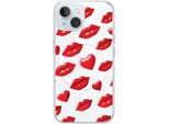 Custodia Per Iphone 15 Plus Con Magsafe, Trasparente, In Silicone Flexi, Labbra Rosse