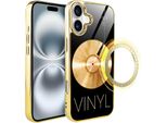 Iphone 16 Plus Custodia In Vetro Ibizu Elite Con Magsafe, Retro In Vetro, Golden Midnight, Vinyl Lux, Oro