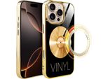 Custodia In Vetro Per Iphone 16 Pro Ibizu Elite Con Magsafe, Retro In Vetro, Golden Midnight, Vinyl Lux, Oro