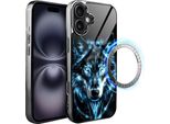 Iphone 16 Custodia In Vetro Ibizu Elite Con Magsafe, Retro In Vetro, Ice Wolf, Black Chrome