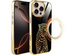 Custodia In Vetro Per Iphone 16 Pro Ibizu Elite Con Magsafe, Retro In Vetro, Golden Midnight, Roaring Jaguar, Oro