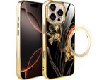 Custodia Per Iphone 16 Pro Ibizu Elite Glass Con Magsafe, Retro In Vetro, Golden Midnight, Royal Iris, Gold