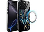 Custodia In Vetro Iphone 16 Pro Ibizu Elite Con Magsafe, Retro In Vetro, Power Wolf, Black Chrome