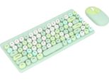 Tastiera Usb Mouse Wireless Carino Mix Colore 86 Tasti Retro Rotondo Concavo Keycap 1200DPI Gaming Keyboard Mouse Verde