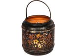 Kerzenlaterne Ambiente Haus "Laterne Aus Metall - (H) 20Cm", Gold (Schwarz, Goldfarben), B:13Cm H:13Cm T:13Cm, Eisen, Kerzenhalter