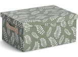 Aufbewahrungsbox Zeller Present "Leaves", GrüN (GrüN, Dekor), B:36Cm H:16,5Cm T:26Cm, Baumwolle, Aufbewahrungsboxen, Aufbewahrungsbox, Baumwollmix