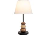 NÄVe Tischleuchte "Elina", Braun, 1, Ø 28Cm H: 50Cm, 1 Stk., Leuchten, H: 50Cm, Textilschirm Weiß, E27 Max. 40W, Zuleitung 150Cm Schwarz, Tischleuchte