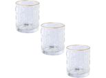 Windlicht Creativ Deco "Weihnachtsdeko", Transparent, H:8Cm Ø:7Cm, Glas, Kerzenhalter, Windlicht, Klares Glas Mit Stern-Struktur