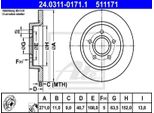 2X Disco Freno Ate 24.0311-0171.1 Per Ford Focus Iii Turnier Focus Iii 40 7Mm