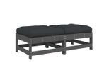 Sgabello Da Giardino Con Cuscino 2 Pz. Legno Di Pino Massiccio Grigio