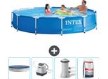 Piscina Intex Con Struttura Rotonda - 366 X 76 Cm - Blu - Copertura Inclusa - Sistema Ad Acqua Salata - Pompa Filtro Per Piscina - Piscina Salata