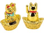 Solare Powered Waving Cat Buona Fortuna Ricchezza Welcoming Lucky Fortune Cat Home Room Office Desktop Decoration MLY358A Oro