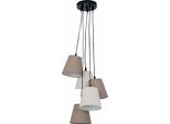 NÄVe Pendelleuchte "Boho", Beige (Beige, Braun), 5, Ø 16Cm H: 14Cm, Leuchten, E14 Max. 40W, Textil (Polyester/Cotton), Beige/Braun, D: 35Cm, Pendelleuchte