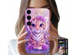 Custodia Per Samsung Galaxy S23 - Simpatica Tigre Su Sfondo Rosa + Vetro