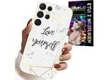 Etui Per Samsung Galaxy S22 Ultra - Marmucca Bianca Con Framme Dorate Ti Amo