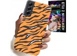 Custodia Per Samsung Galaxy S22 - Cover Posteriore A Strisce Di Tigre + Vetro