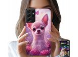 Etui Per Samsung Galaxy S21 Ultra - Dolce Chihuahua Su Sfondo Di Fiori Rosa
