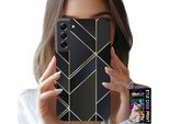 Custodia Per Samsung Galaxy S22 - Cornici Dorate, Design Elegante + Vetro