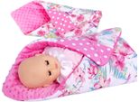 Fascia Per Bambole Con Tasche Bobo Coperta Per Bambole In Cotone E Minky - Fiori Rosa