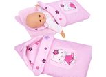 Fascia Per Bambole Bobo Per Neonato Con Cappuccio E Applicazioni Con Elefante. Coperta Per Passeggini Per Bambole - Motivo A Scacchi Rosa Con Gatto