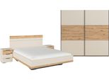 Schlafzimmer-Set RAUCH Komplettschlafzimmer Schlafzimmer Schlafzimmermöbel SAJO, beige (champagner, eiche artisan), Ohne Spiegel + ohne Matratze, B/H: 180cm x 200cm, Ohne Spiegel, Holzwerkstoff, Schlafzimmermöbel-Sets, optional mit Spiegel am Kleiderschrank MADE IN GERMANY