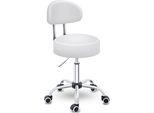 Tresko® Sgabello Girevole Con Schienale 150 Kg Bianco | Sgabello Da Lavoro Regolabile In Altezza 46-58 Cm | Sgabello Girevole Con Rotelle | Sgabello Da Ufficio Sedia Girevole Sgabello Cosmetico