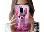 Custodia Per Samsung Galaxy S9 Plus - Simpatico Chihuahua Su Sfondo Rosa Con Fiori