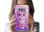 Custodia Per Samsung Galaxy S10E - Simpatica Tigre Su Sfondo Rosa + Foil