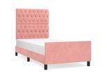 Vidaxl Struttura Letto Con Testiera Rosa 90X190 Cm In Velluto