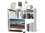 Scaffale Organizzatore Da Scrivania - Scaffale Da Scrivania A 1 Livello In Truciolato Bianco - Contenitore Per Accessori Da Ufficio