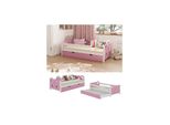Vitalispa Kinderbett Einzelbett Juniorbett Jessica Weiß Pink 160X80 Cm Modern Kinderzimmer Bett Bettschublade Rausfallschutz