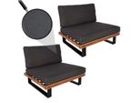 2Er-Set Lounge-Sessel MCW-H54, Garten-Sessel, Spun Poly Akazie Holz Fsc-Zertifiziert Alu ~ Braun, Polster Dunkelgrau