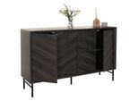 Sideboard MCW-M50, Schrank Kommode Highboard Anrichte, Massiv-Holz Mango 94X151X40Cm ~ Dunkelgrau