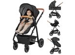 Lionelo Amber - Passeggino Combinato 3 In 1 - Set Portapacchi Sportivo, Seggiolino Auto, Culla Fissa, Seggiolino Auto, Borsa, Zanzariera, Parapioggia - Grigio Grafite