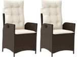 Vidaxl Poltrona Da Giardino Con Cuscino 2 Pz. Regolabile In Poly Rattan Marrone