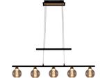 NÄVe Led Pendelleuchte "Brass", Schwarz (Schwarz, Messingfarben), 5, H: 150Cm, 1 Stk., Leuchten, 5Flammig Dimmbar HöHenverstellbar Lichtfarbe Warmweiß, Led Pendelleuchte