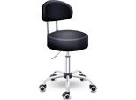 Tresko® Sgabello Rotante Con Schienale 150 Kg Nero | Sgabello Da Lavoro Regolabile In Altezza 46-58 Cm | Sgabello Girevole Con Rotelle | Sedia Da Ufficio Sgabello Sedia Girevole Sgabello Cosmetico