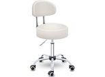 Tresko® Sgabello Rotante Con Schienale 150 Kg Beige | Sgabello Da Lavoro Regolabile In Altezza 46-58 Cm | Sgabello Girevole Con Rotelle | Sedia Da Ufficio Sgabello Sedia Girevole Sgabello Cosmetico