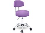 Tresko® Sgabello Rotante Con Schienale 150 Kg Viola | Sgabello Da Lavoro Regolabile In Altezza 46-58 Cm | Sgabello Girevole Con Rotelle | Sedia Da Ufficio Sgabello Sedia Girevole Sgabello Cosmetico
