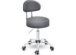 Tresko® Sgabello Rotante Con Schienale 150 Kg Grigio | Sgabello Da Lavoro Regolabile In Altezza 46-58 Cm | Sgabello Girevole Con Rotelle | Sedia Da Ufficio Sgabello Sedia Girevole Sgabello Cosmetico