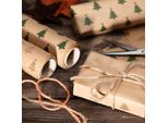 Carta Da Regalo Per Natale, Abete Verde, Carta Kraft Marrone, 0,70 X 10 M