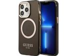Guess Guhmp13Xhtcmk Custodia Rigida Per Iphone 13 Pro Max 6.7 Nero/Nero Profilo Oro Traslucido Magsafe